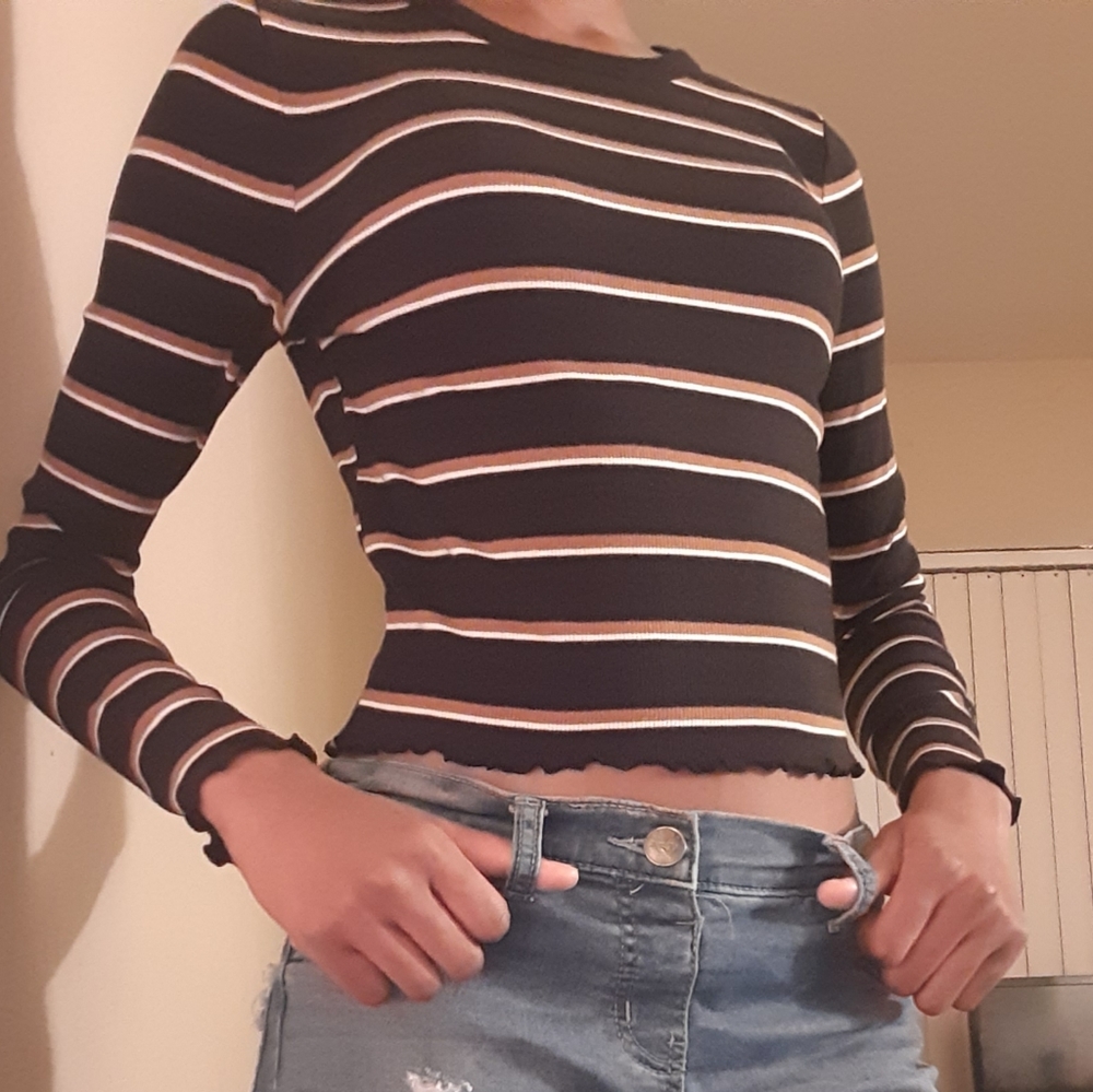 Forever 21 Brown Striped Shirt